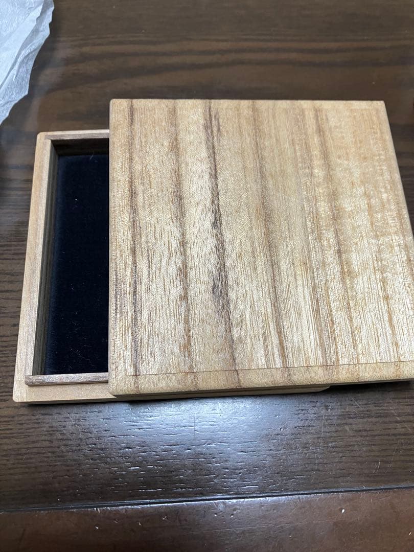 純銀　灰皿　宗照作 木製ケース付き