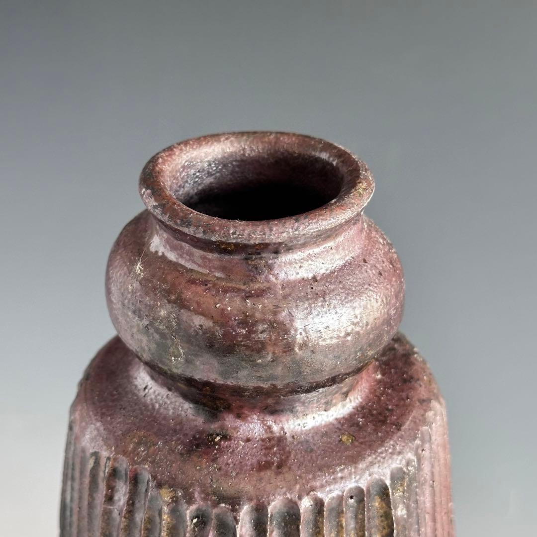 茶道具　丹波焼　傘徳利　花入　森本丹山　立杭焼　共箱　焼締め　侘び茶　花器