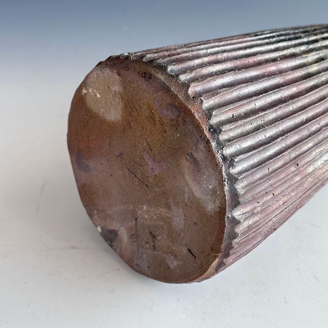 茶道具　丹波焼　傘徳利　花入　森本丹山　立杭焼　共箱　焼締め　侘び茶　花器