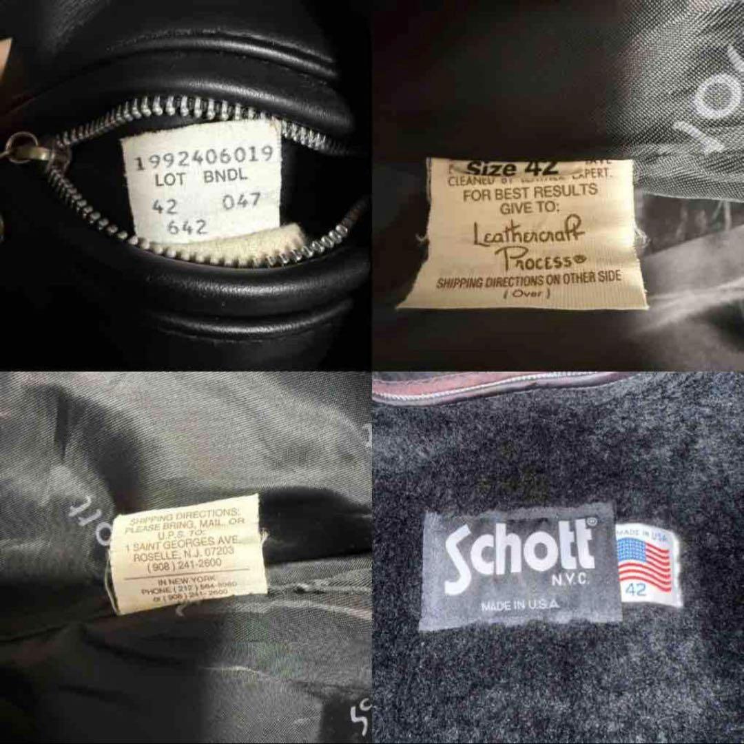 Schott 642 USA製 シングルライダース ジャケット 42 ライナー付