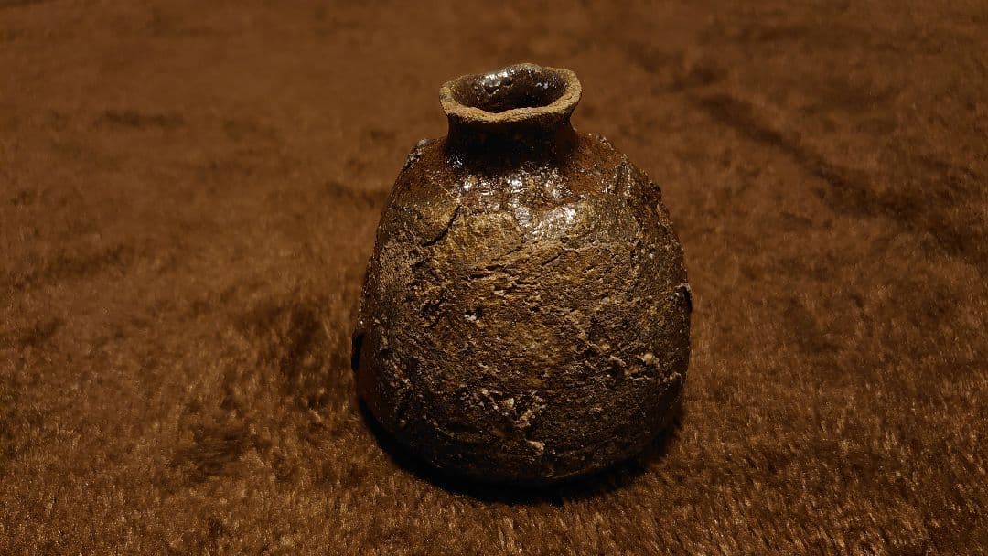 古越前　越前焼　灰釉　花入　小徳利　１客