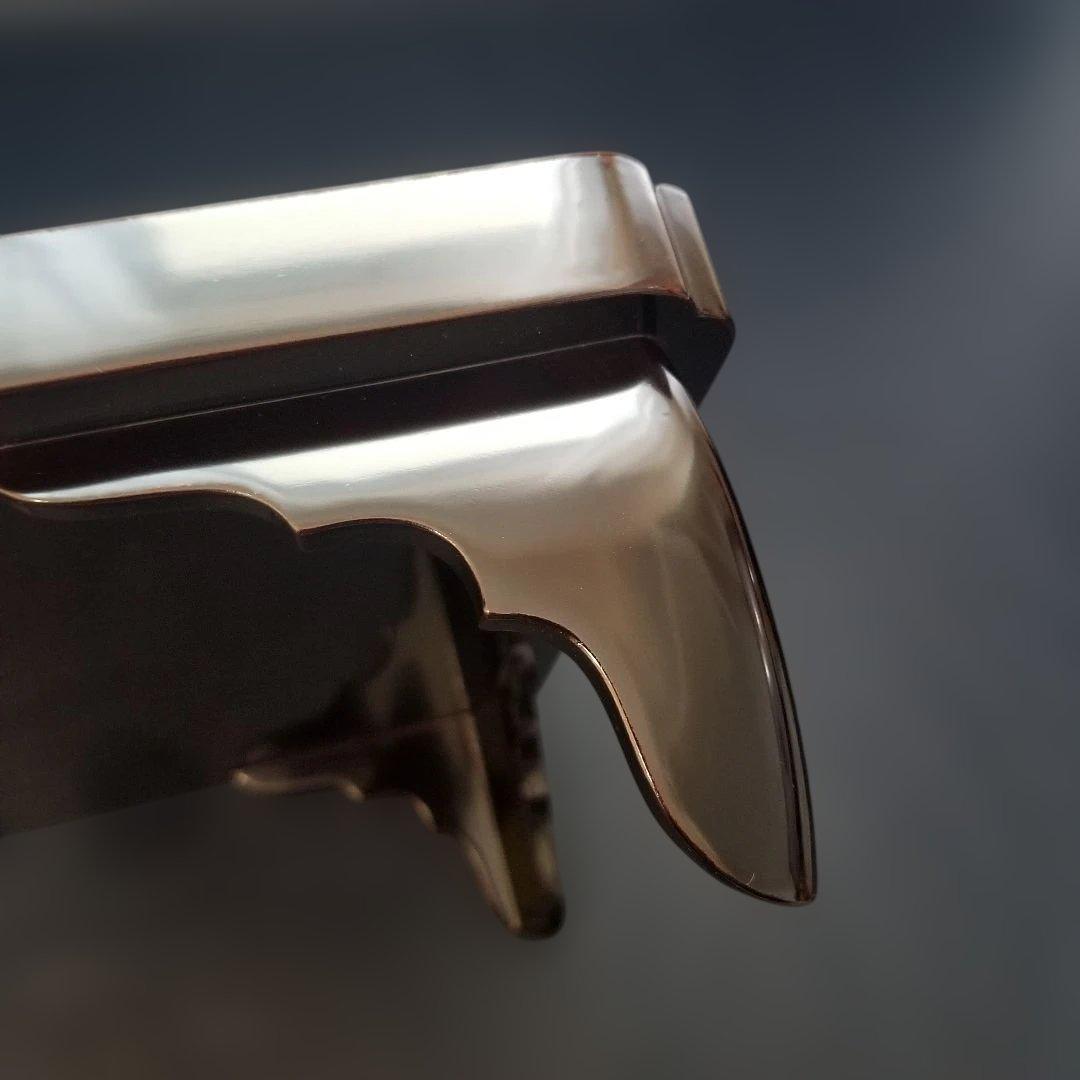 能登輪島塗　時代漆塗 膳 黒地 萩金蒔絵金　漆器　お膳　2客