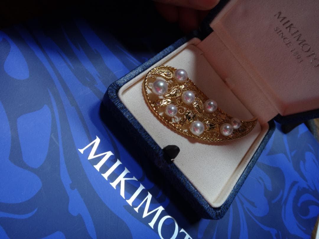 ミキモト MIKIMOTO ダイヤ＆K18＆パールブローチ