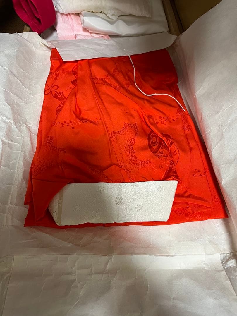 か*る様 【桐箱付】きものやまと振袖セット 黒・金・赤　梅柄　金帯