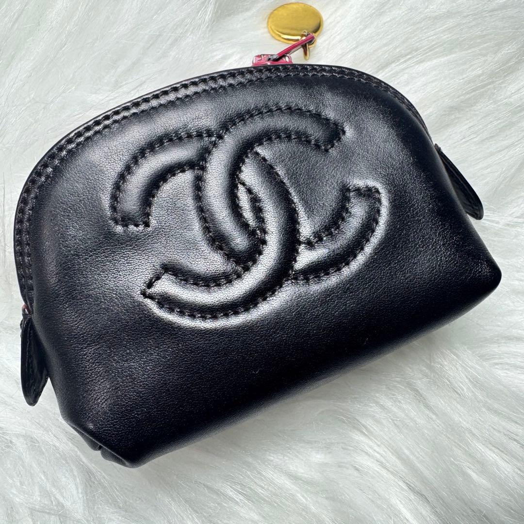 CHANEL シャネル　ケース　ポーチ　レザー　ブラック　黒　ビンテージ