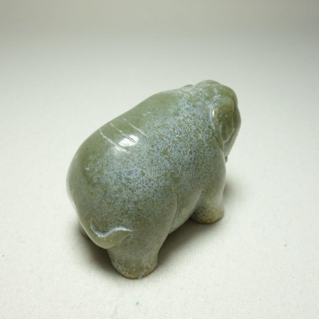 置物 彫刻 漢時代 和田玉 大象把件　中国美術・古美術・玉器　C1A113