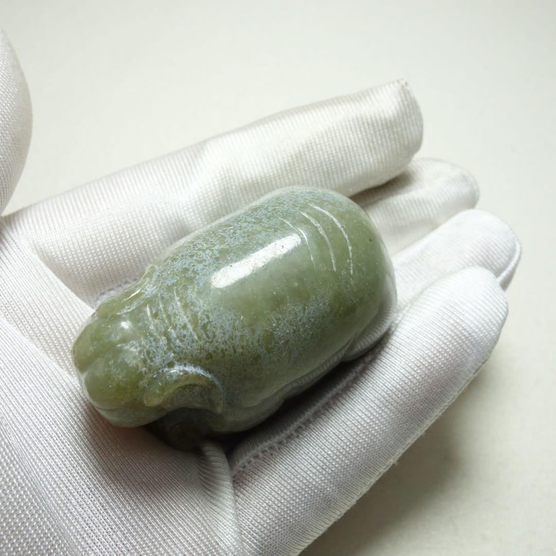 置物 彫刻 漢時代 和田玉 大象把件　中国美術・古美術・玉器　C1A113