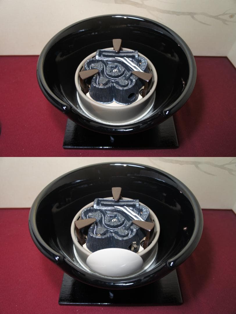 ☆ 未使用 創巧野々田 真塗風炉(紅鉢型)400w電熱器 四方釜他 送料込み