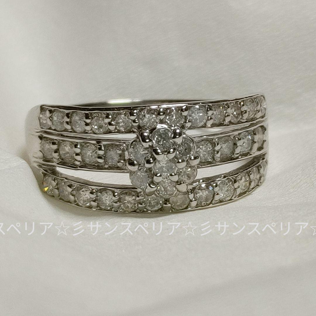 Pt900 ダイヤモンド1.0ct幅広デザインリング