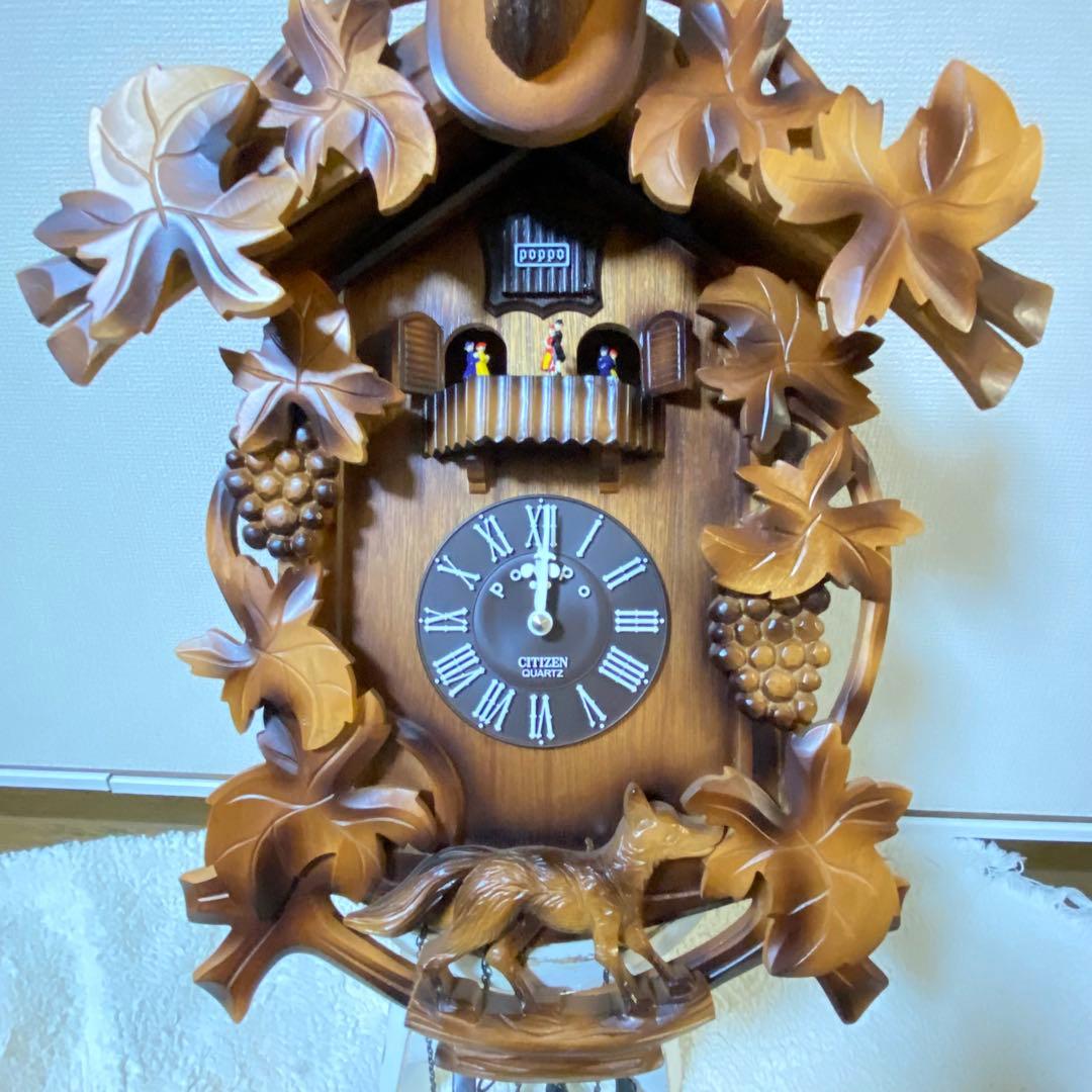 CITIZEN シチズン 壁掛け時計 鳩時計 木製 鹿 アンティーク 振り子付き