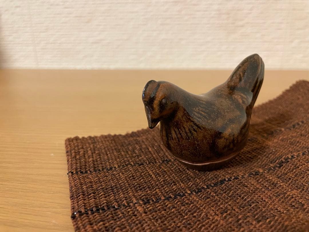 鉄釉　鳥形　香合　１客　銘入り