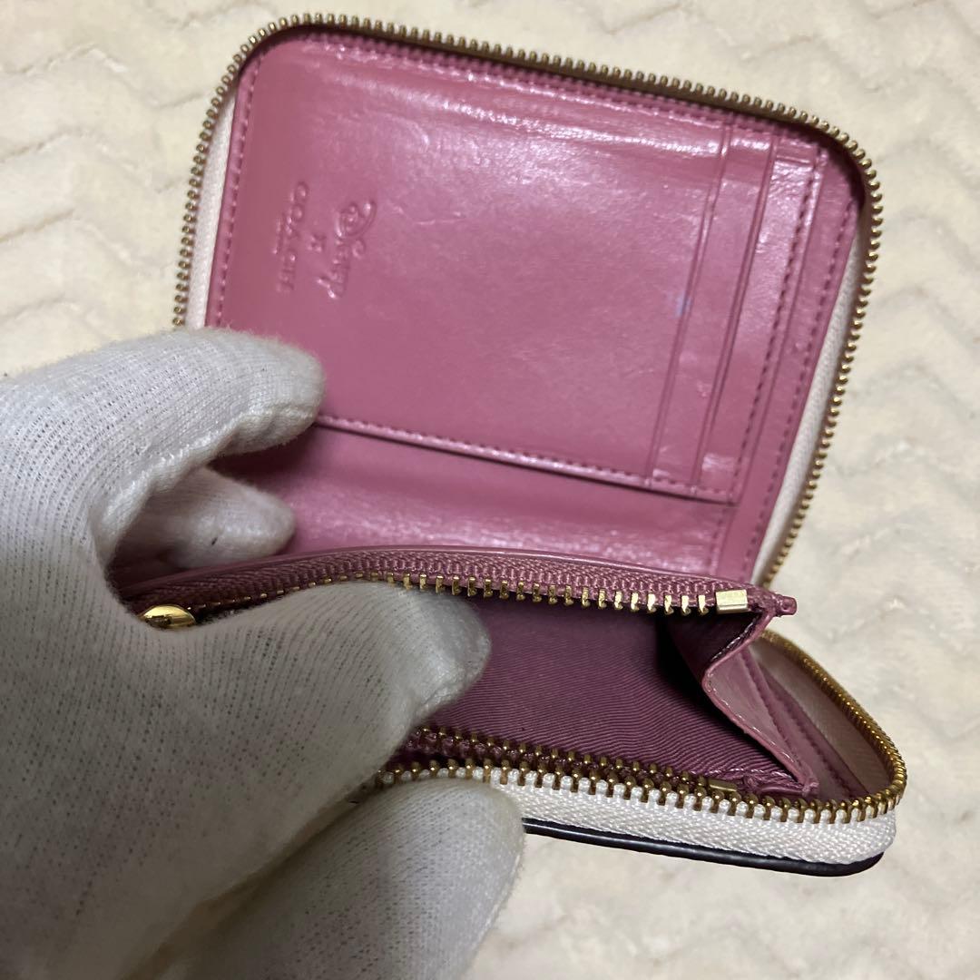 (美品) COACH コーチ　ディズニー　コラボ　ミニー　二つ折り財布