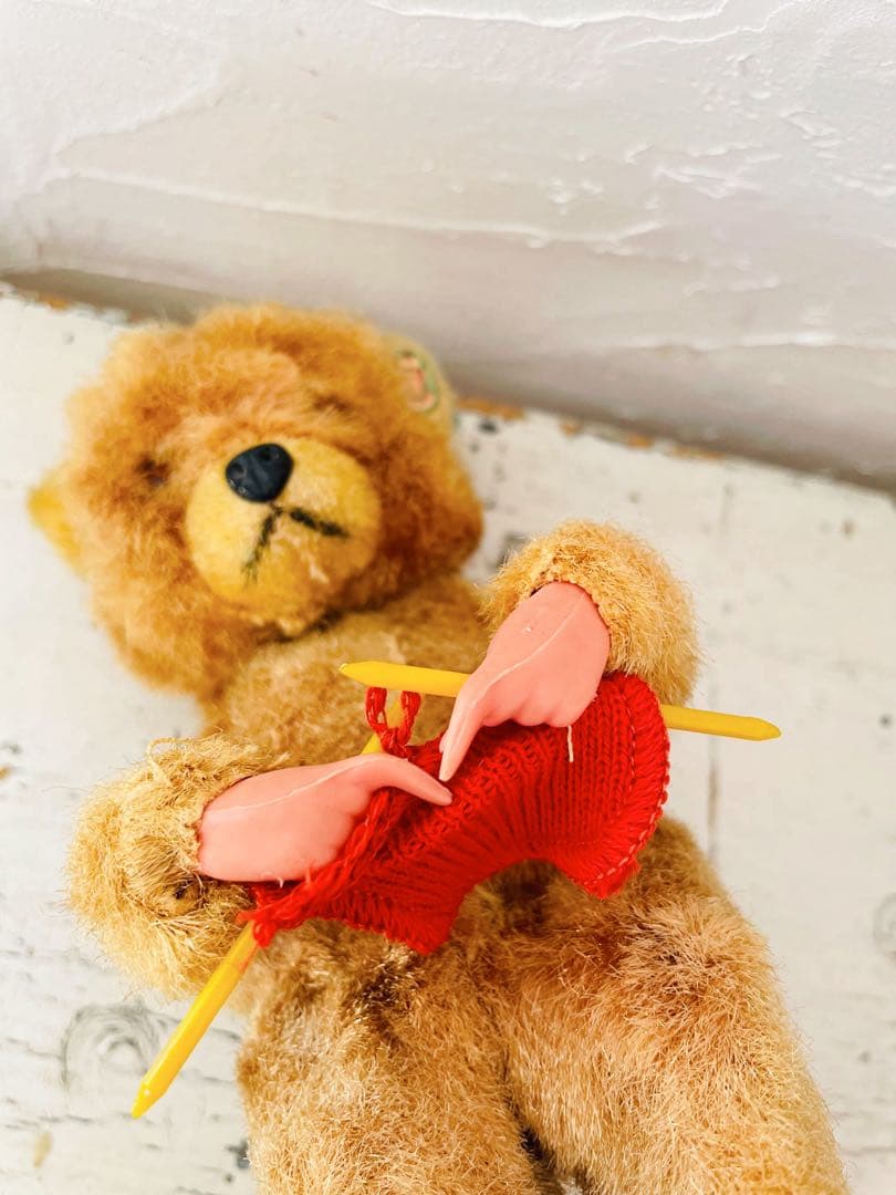 † † † ヴィンテージ ゼンマイ 編み物ベア　アンティークベア † † †