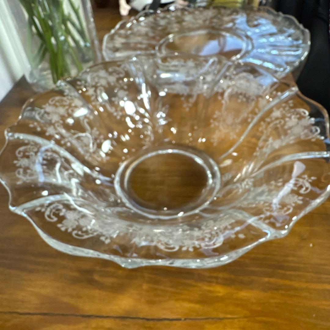 アメリカンアンティーク、フォストリア社　ロマンス　レアな深皿　25cm