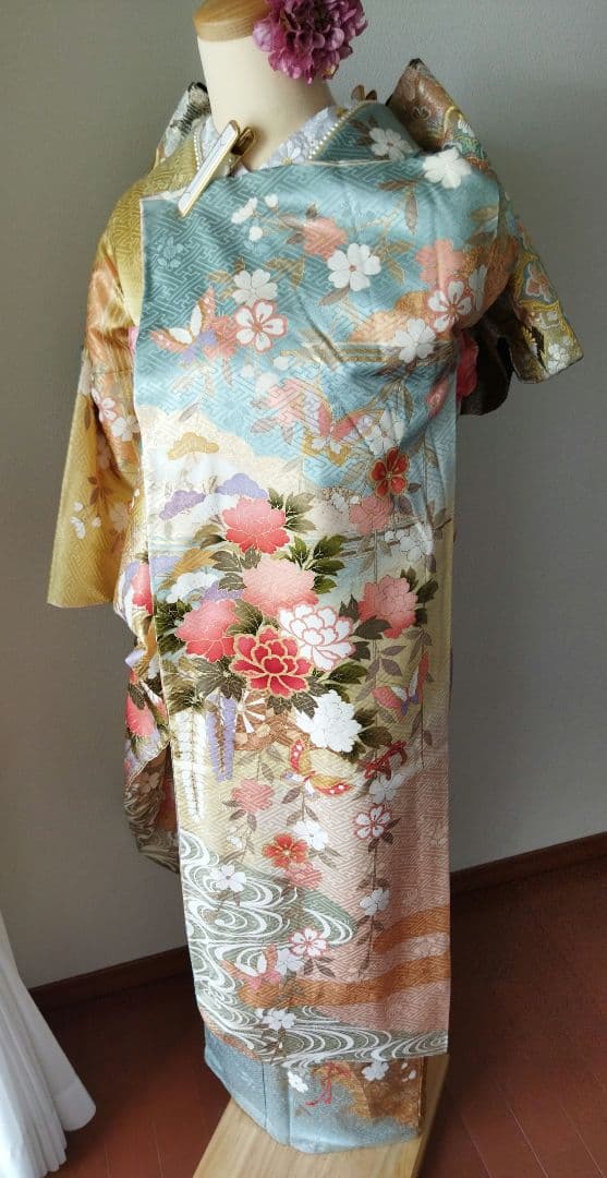 ぷたこ様　427.可憐な振袖7点セット 正絹　フルセット成人式　小田急百貨店誂製