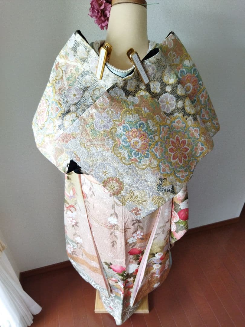 ぷたこ様　427.可憐な振袖7点セット 正絹　フルセット成人式　小田急百貨店誂製