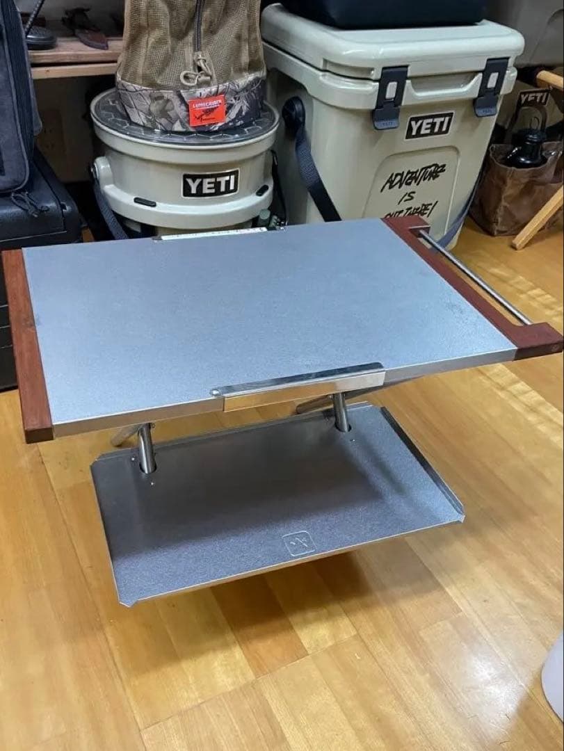 エ*ロ様 ユニフレーム焚き火テーブルサイドバーカスタム+別注レッグラック付き❗️