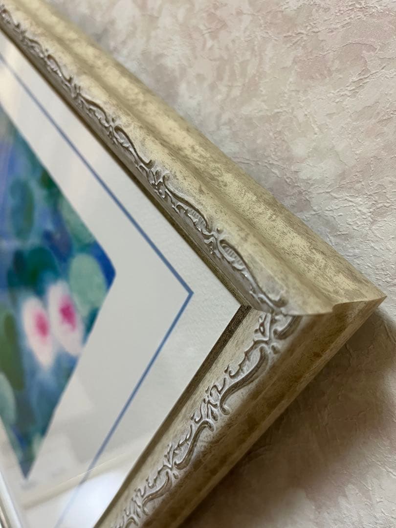 新品額入り　限定版画　ジニー・キム　サイン、エディション番号有り　蓮の池