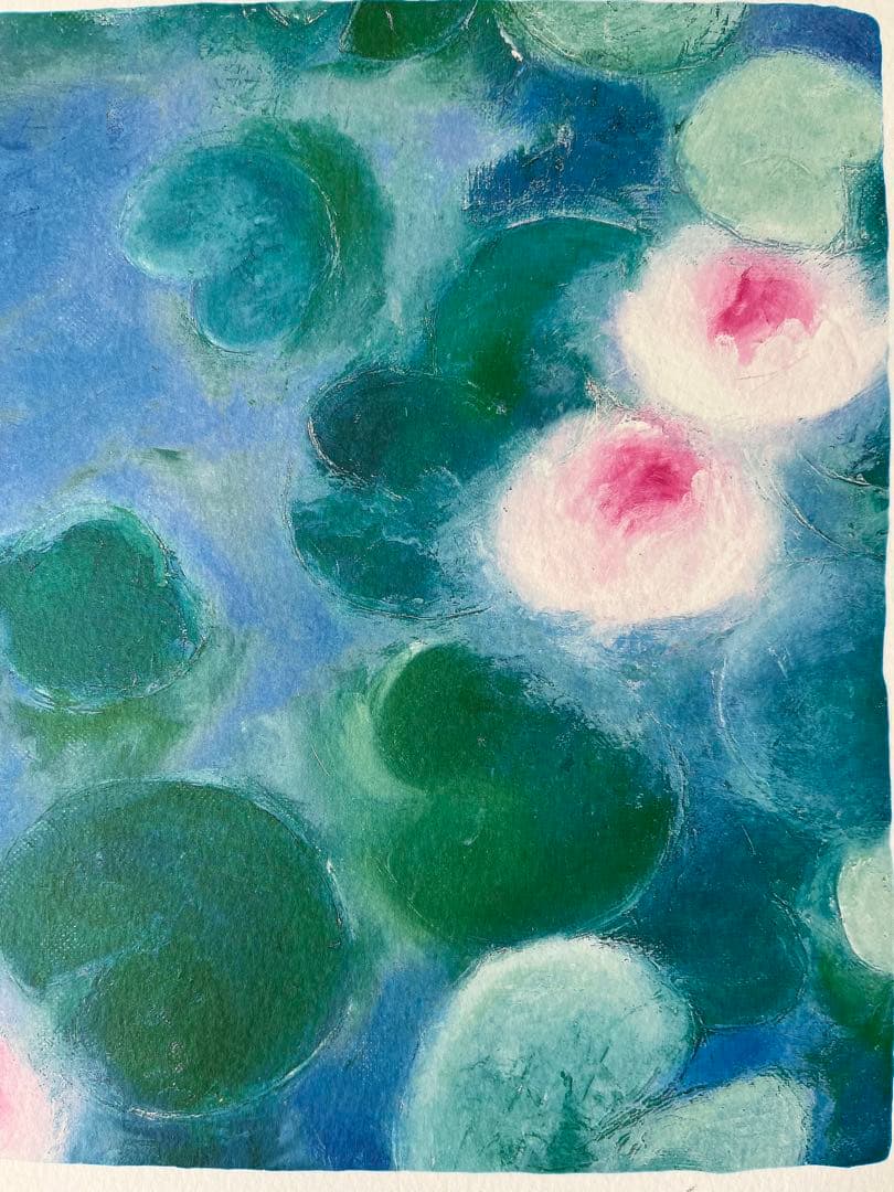 新品額入り　限定版画　ジニー・キム　サイン、エディション番号有り　蓮の池