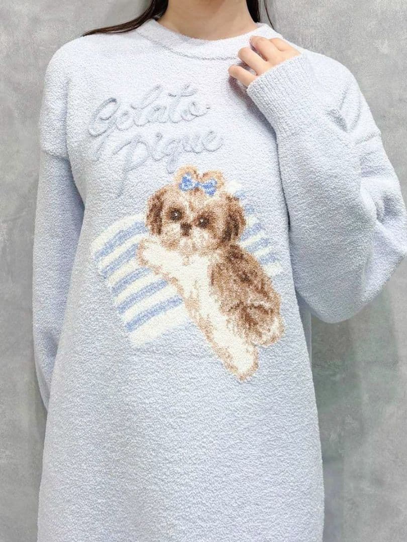 新品タグ付♥️ジェラピケ シーズージャガードワンピース BLU　ジェラートピケ