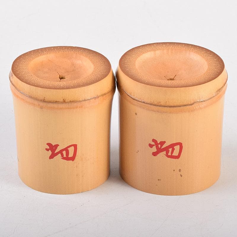 茶道具　黒田正玄作　松竹梅蒔絵　竹蓋置　一双　淡々斎極め箱　M　R8489