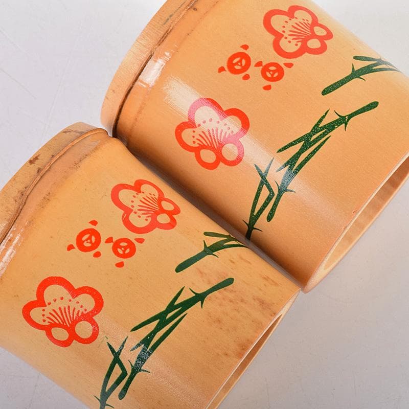 茶道具　黒田正玄作　松竹梅蒔絵　竹蓋置　一双　淡々斎極め箱　M　R8489