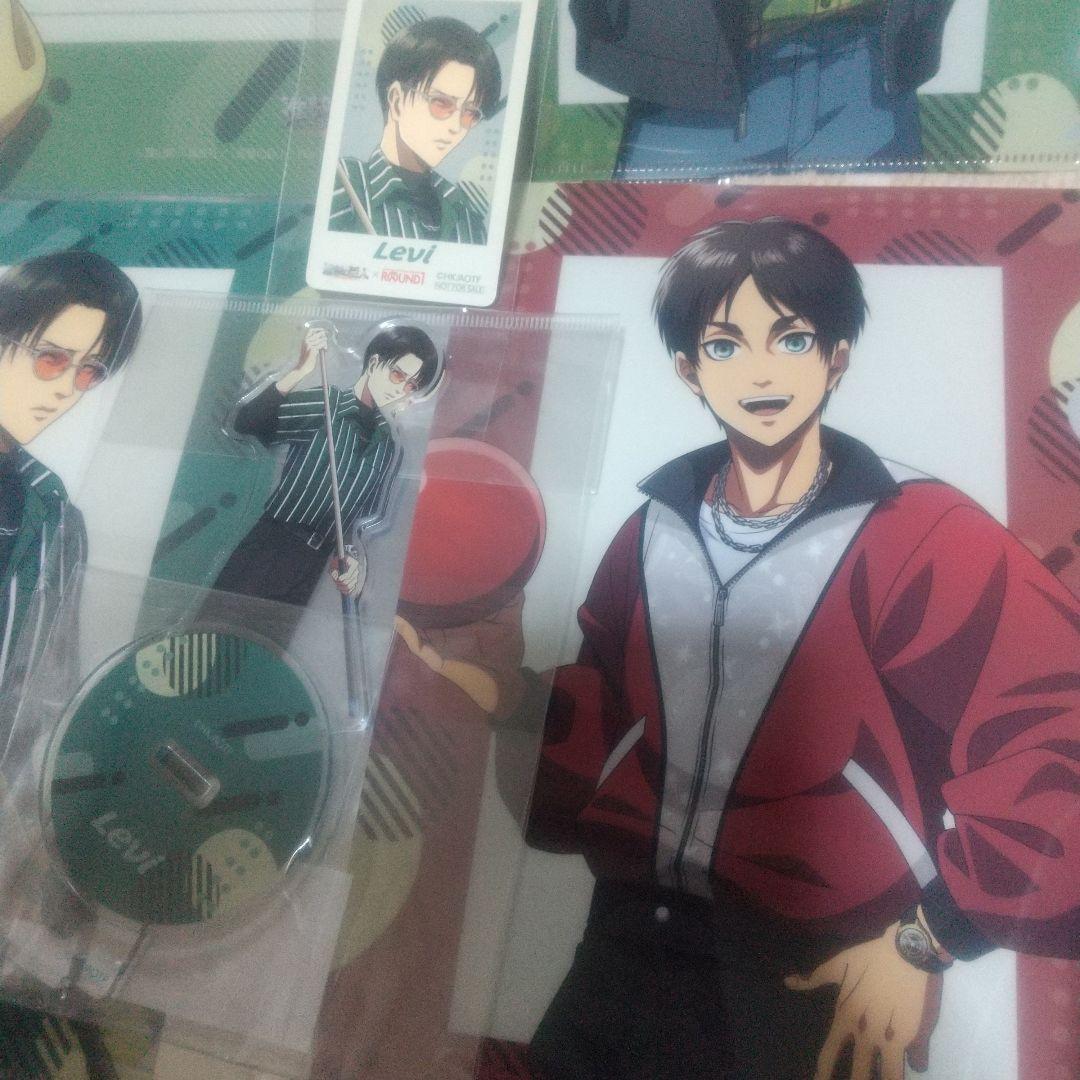 進撃の巨人 ラウンドワン 特典 クリアファイル ラバーマット ジャン リヴァイ