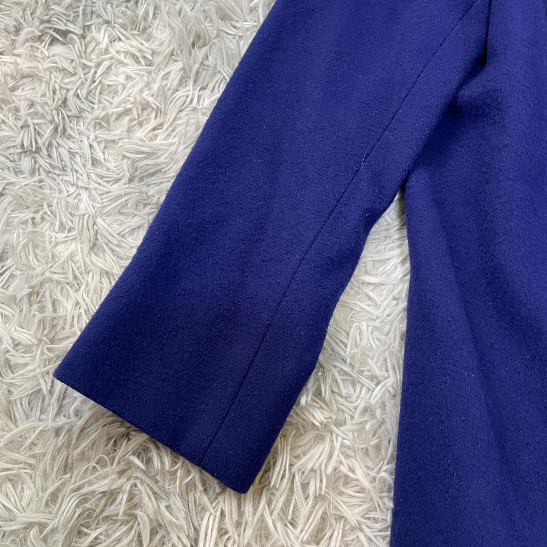 専用大きいサイズ XL 23区 ウール100 フード付きロングコート ロイヤルブ