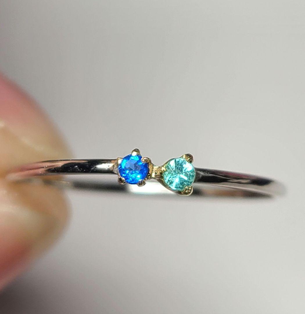 ネオンブルーの共演★バターリャパライバトルマリン&アウイナイト18金Pt900★