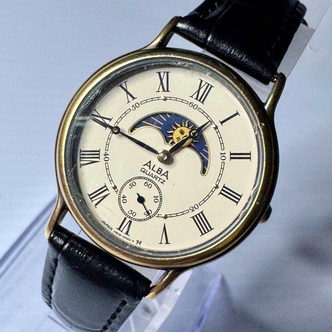 SEIKO メンズ レディース ムーンフェイズ V806-0050 90's