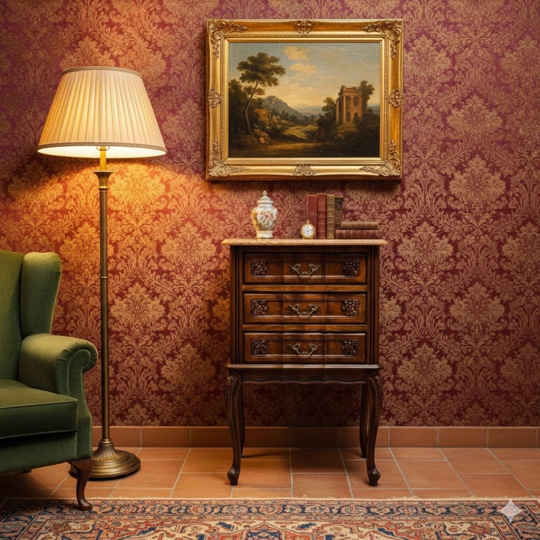 クラウディオ 猫脚 3段チェスト アンティーク イタリア製 大理石 天板