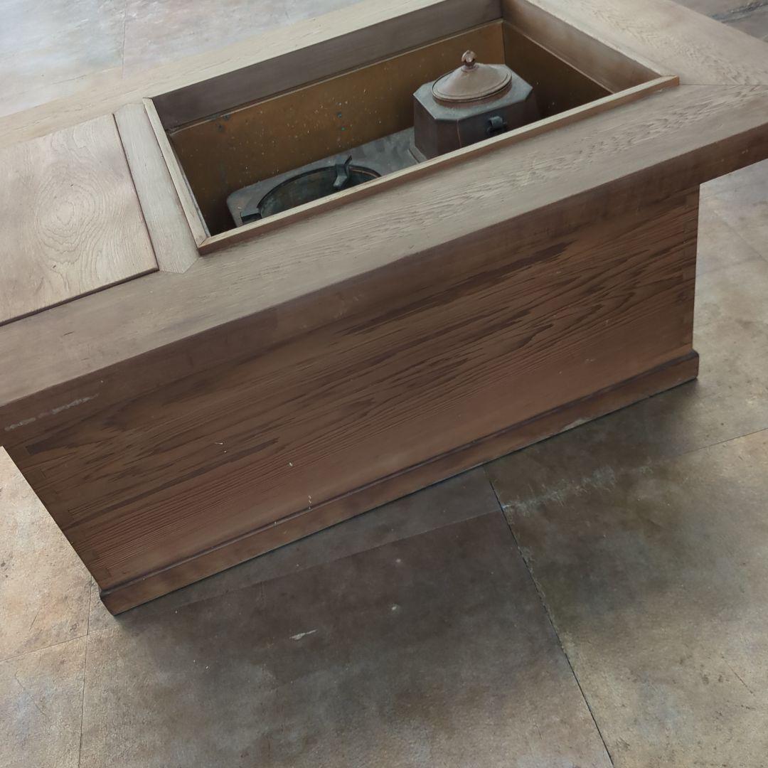 骨董 長火鉢 関西火鉢 ひのき 檜 銅器のどうこう付き 内側銅器 テーブル