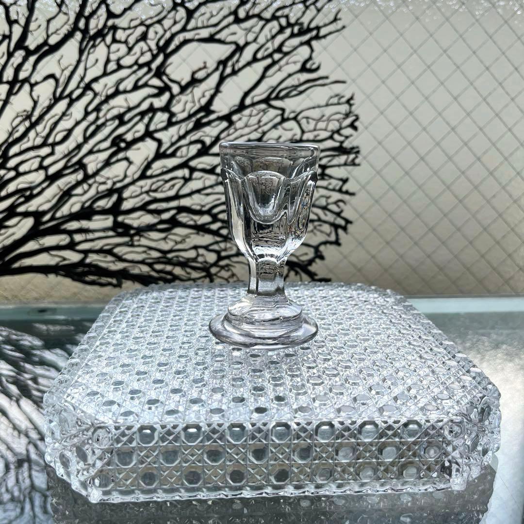 骨董　時代ガラス　厚底　トロンプルイユ　リキュールグラス　盃　酒器　ウラン①