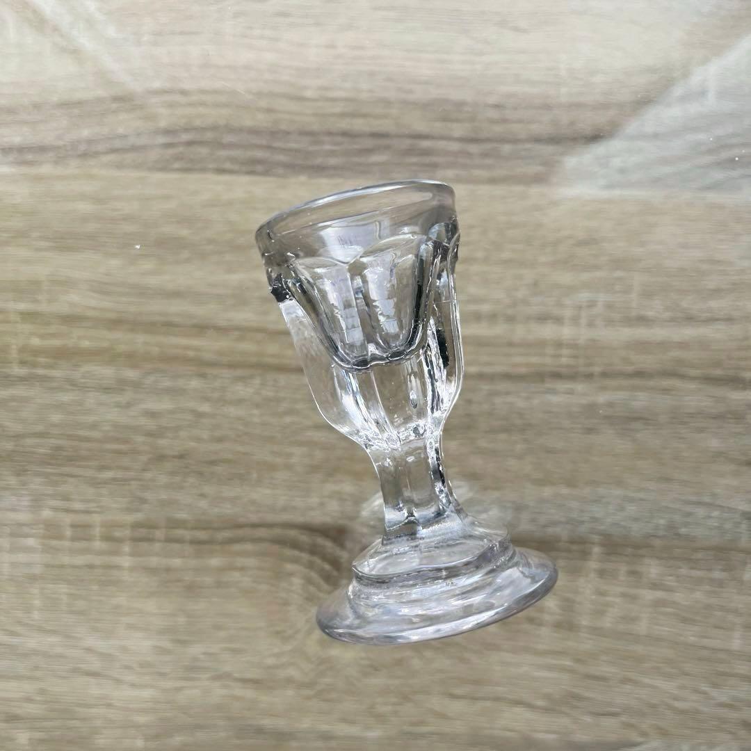 骨董　時代ガラス　厚底　トロンプルイユ　リキュールグラス　盃　酒器　ウラン①