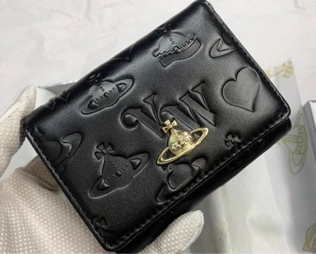 VVW 3つ折り財布 ブラック/ゴールドロゴ-154