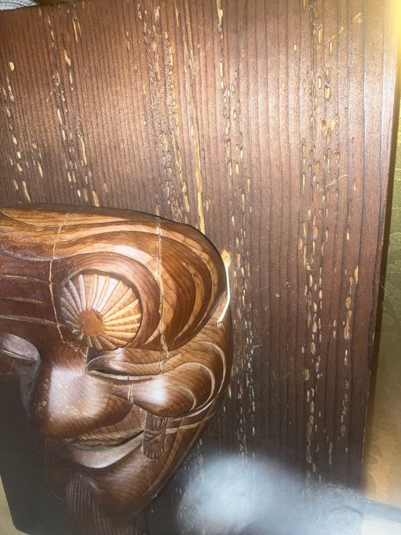 【呪物】怪奇現象を引き起こす能面　木彫り　壁掛け　曰く付き　呪い