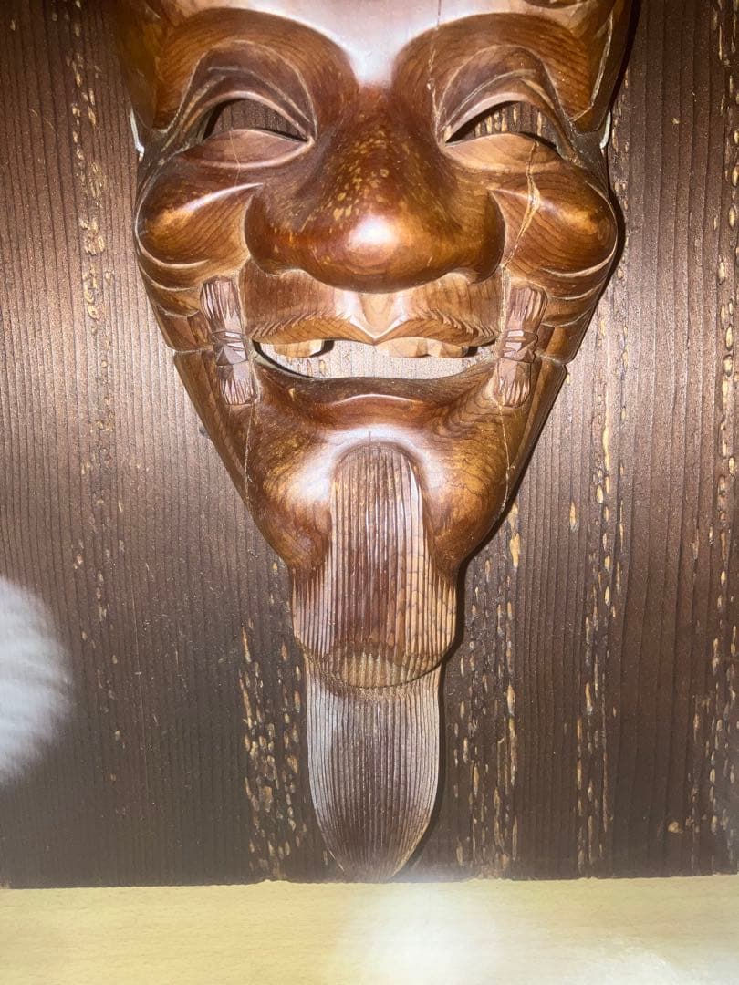 【呪物】怪奇現象を引き起こす能面　木彫り　壁掛け　曰く付き　呪い