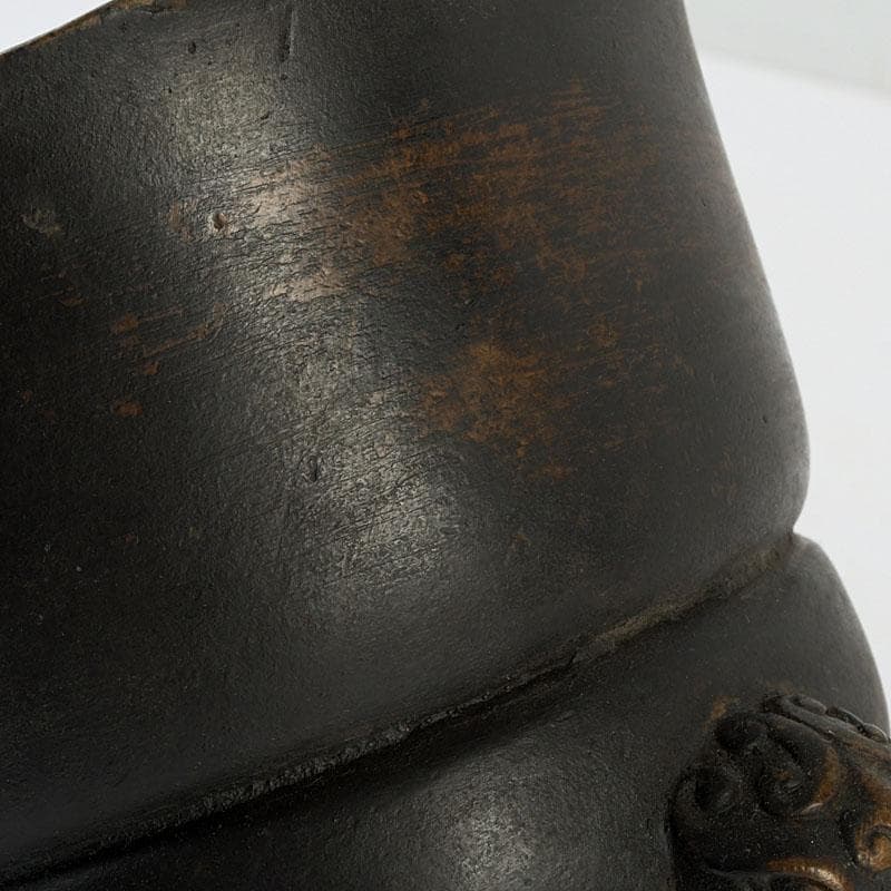 茶道具　古銅　鬼面　涼炉　香炉　在銘　Z　9628