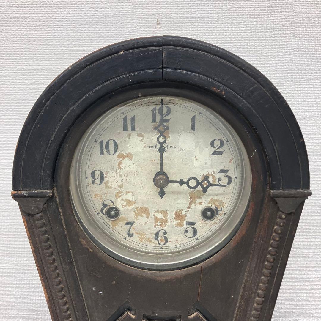①TRADE MARK 掛け時計　振り子時計　ゼンマイ式　※現状渡し