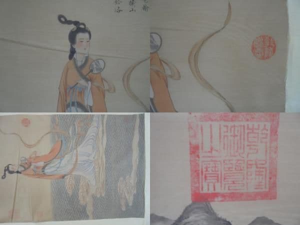 AKａ6920　中国　肉筆　美人画　掛軸　詳細不明