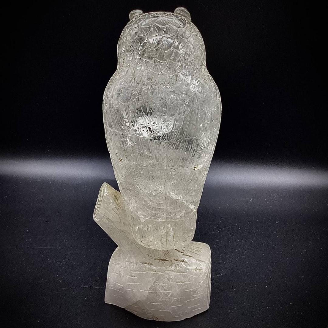 ★フクロウ 梟 水晶 天然石 オブジェ 置物 鉱物 2kg 古い