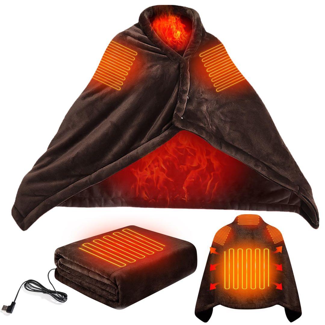 USB式 肩掛け 電気毛布 速暖 電気ひざ掛け ブランケット 150×80cm