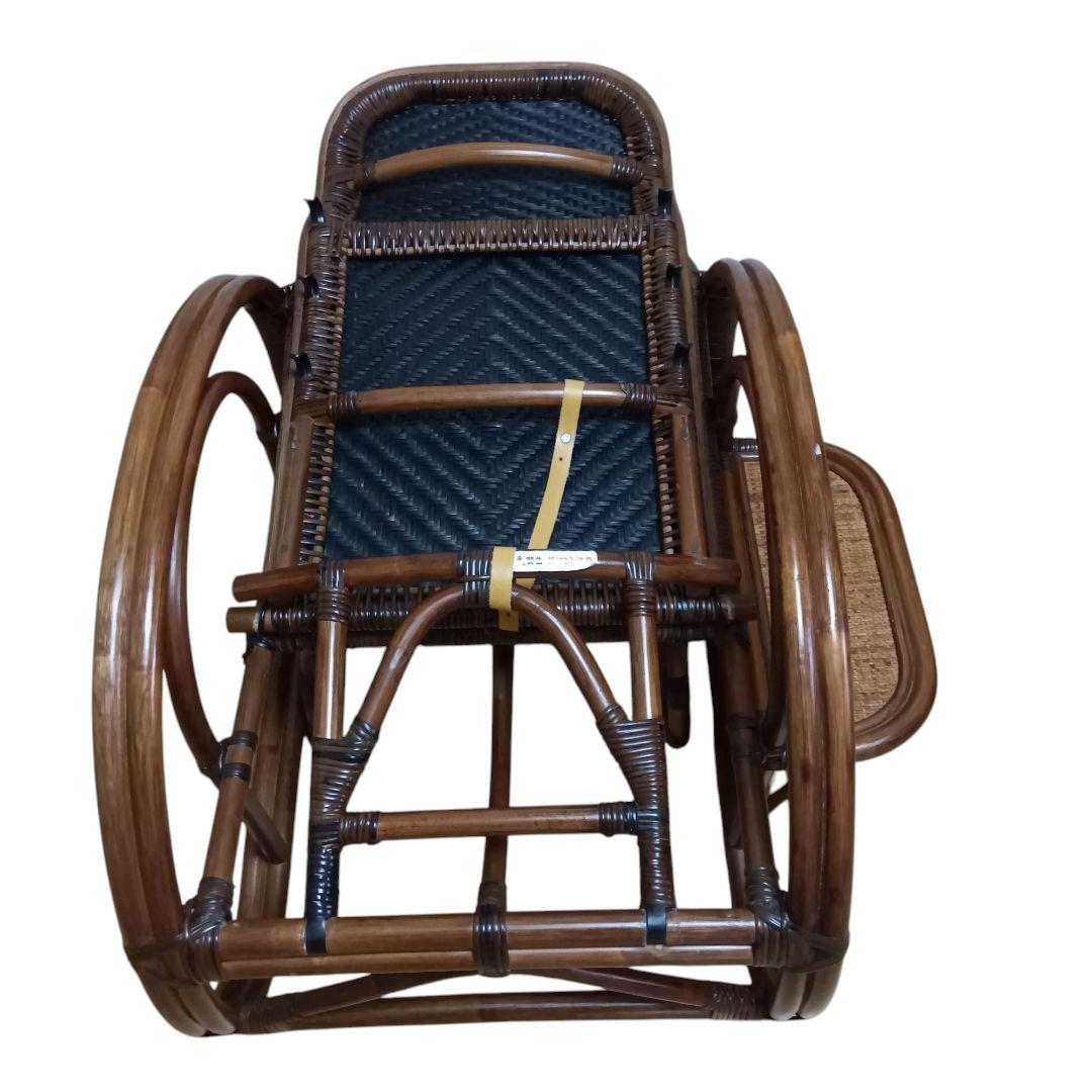 こ*こ様 ラタン　リクライニングチェア ブラウン　希少　ラタンフレーム