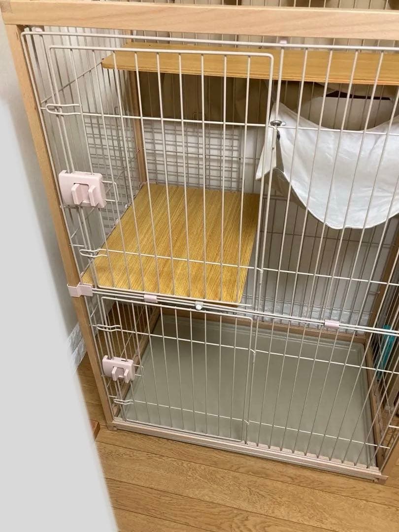 キャットケージ 二段構造 ナチュラルウッド