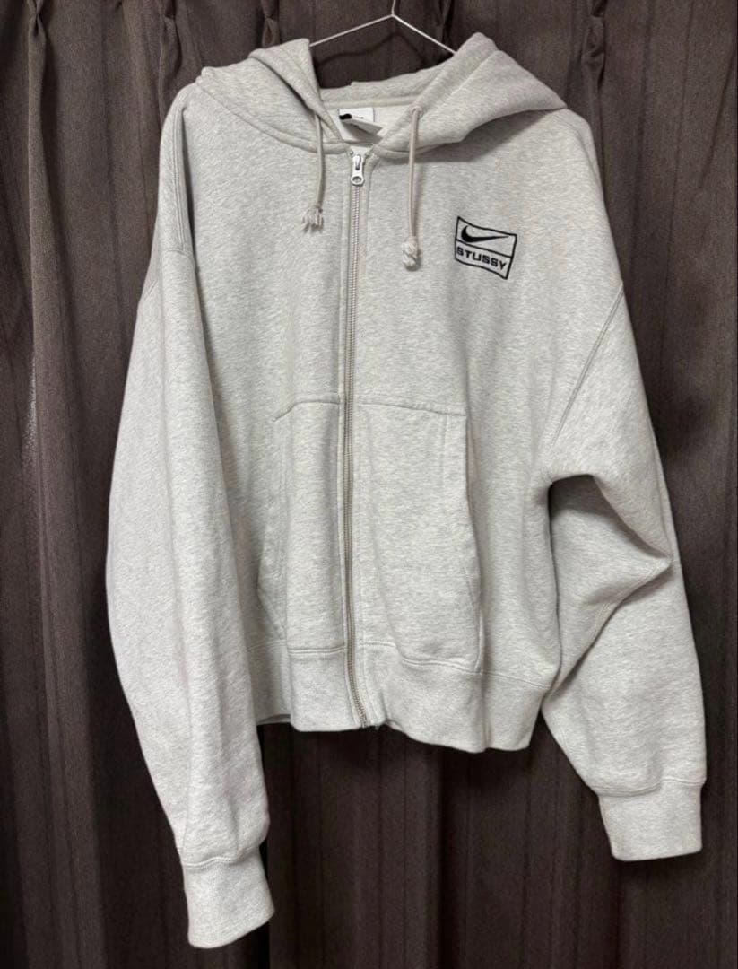 STÜSSY & NIKE FLEECE ZIP HOODIE S グレー