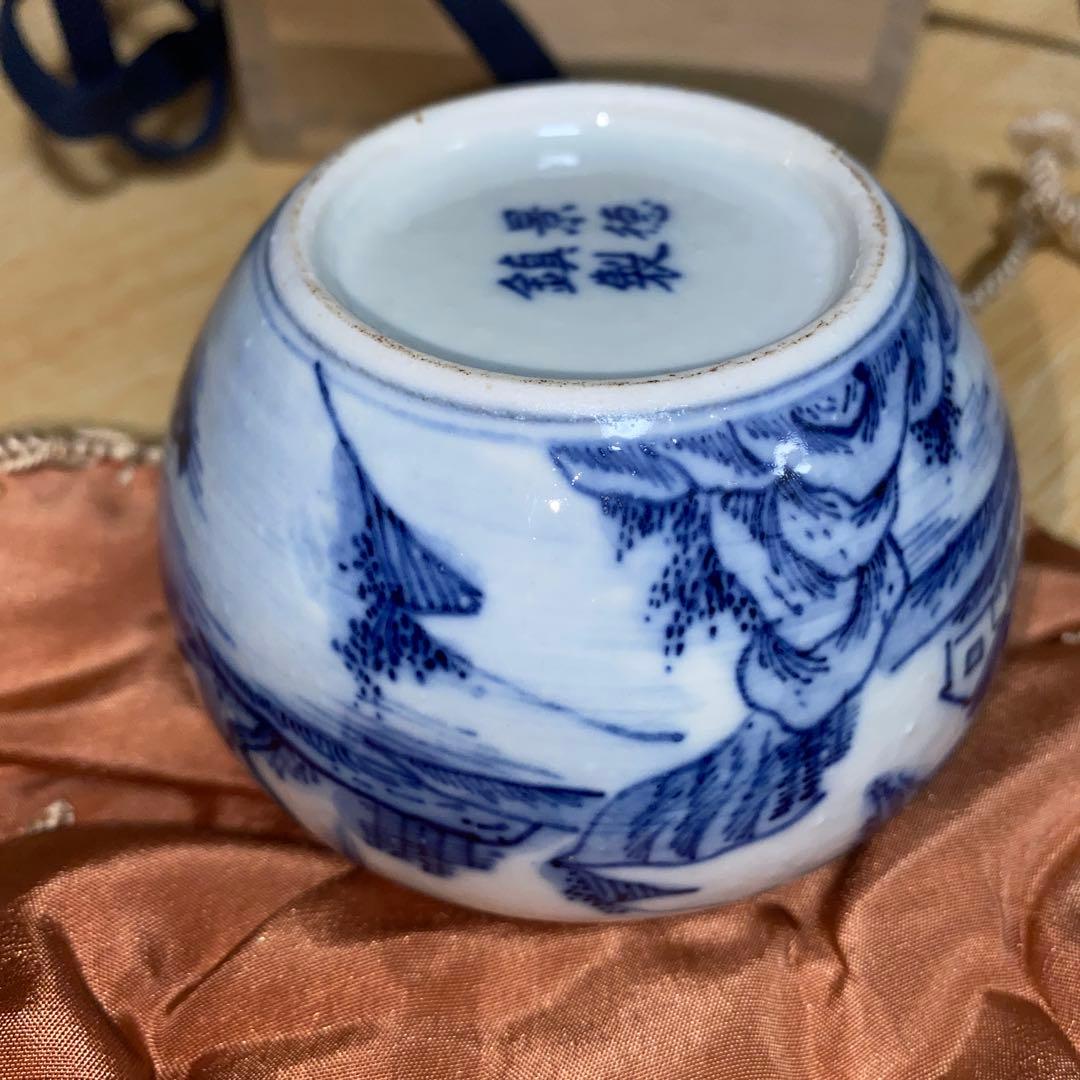 染付茶入　清朝光緒-宣統　蓋二種あり