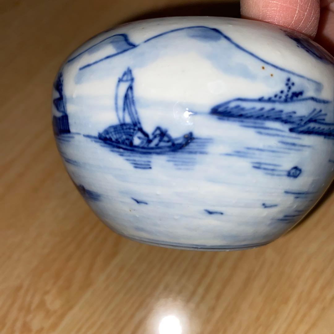 染付茶入　清朝光緒-宣統　蓋二種あり