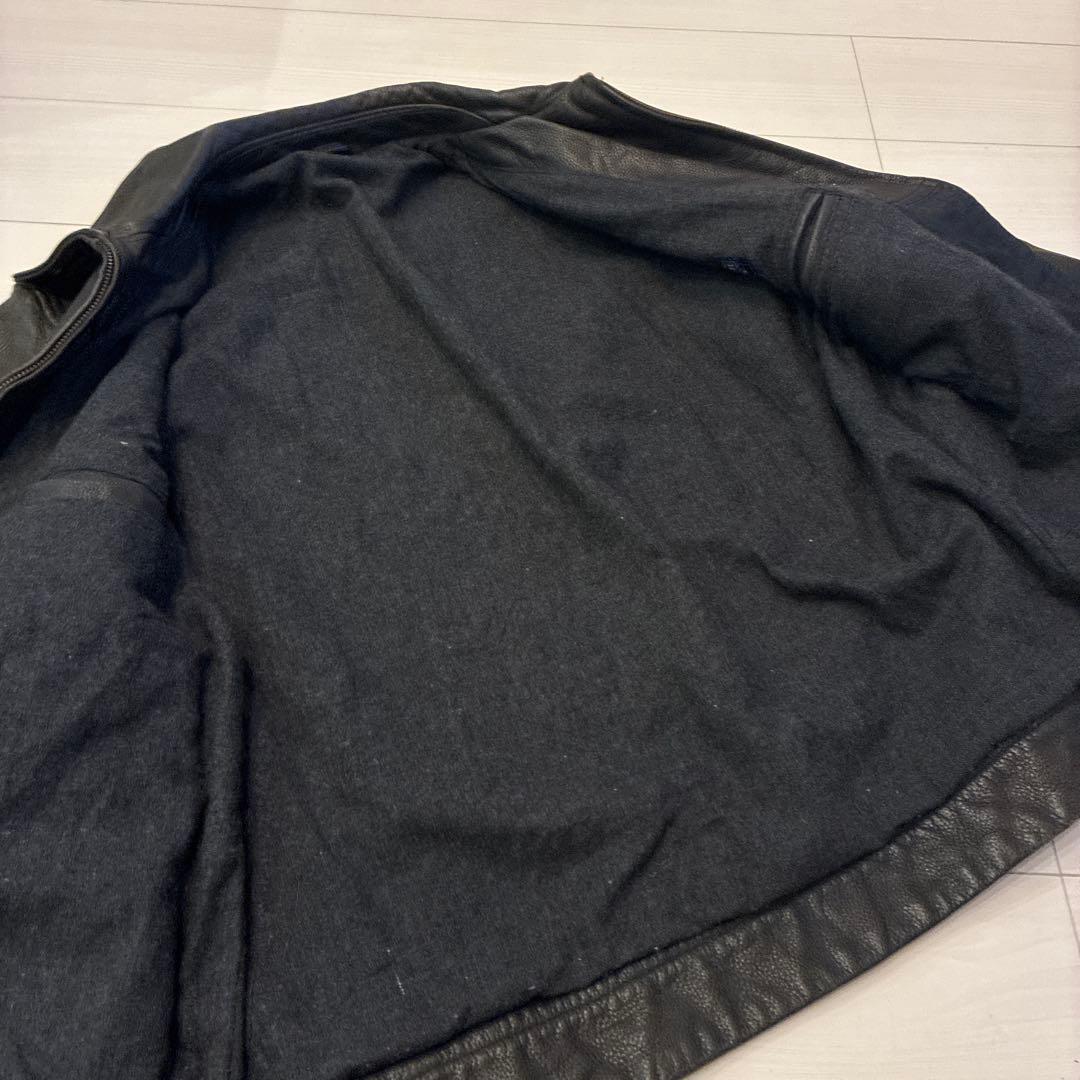 ヴィンテージ レザージャケット 本革 裏地 ウール シボ オールレザー シングル