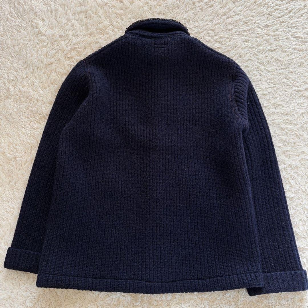 BLUE BLUE 襟ボア 縮絨ウール 圧縮ニット ニットジャケット 聖林公司