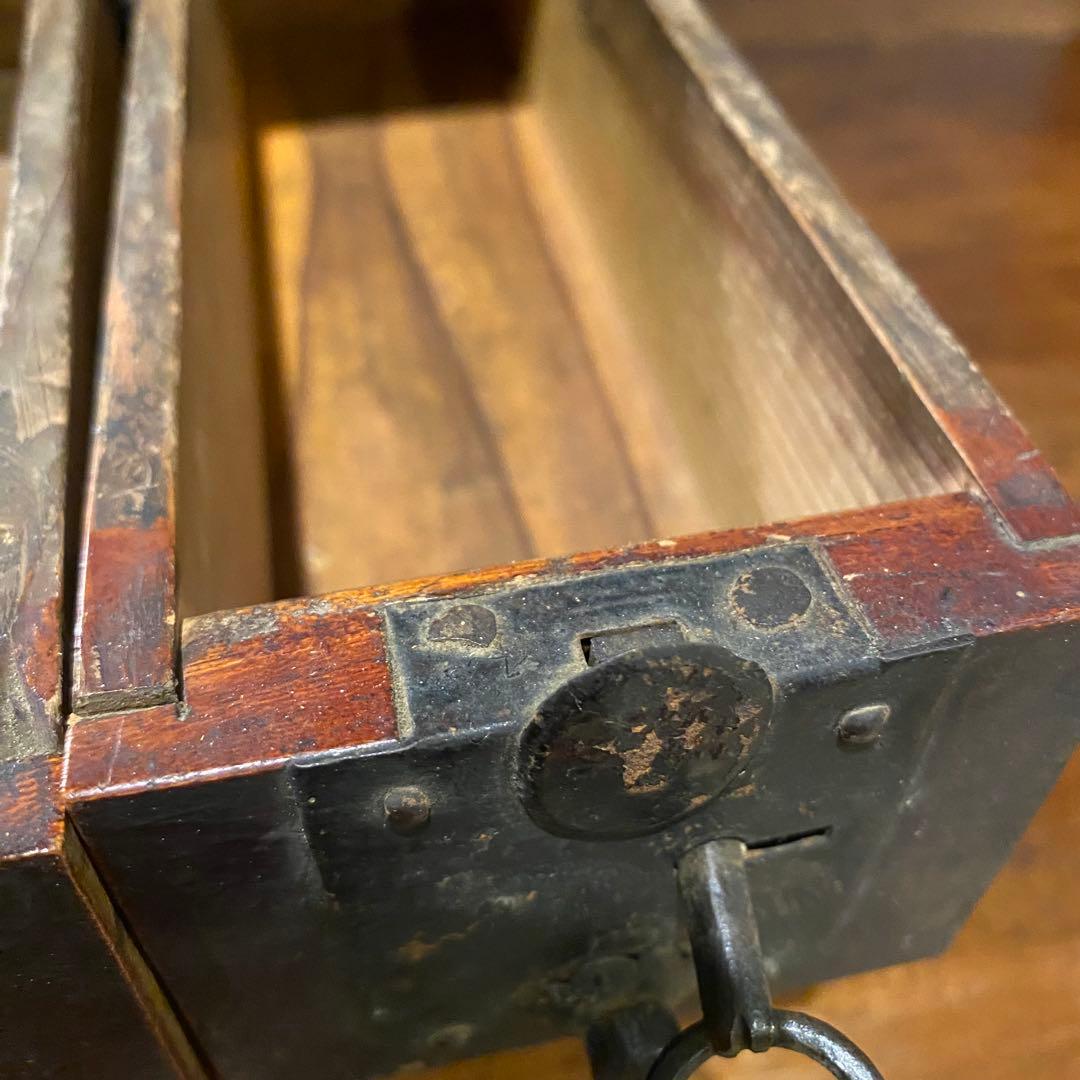 明治 硯箱 小引き出し 銭函 時代箪笥 骨董品 古道具 アンティーク
